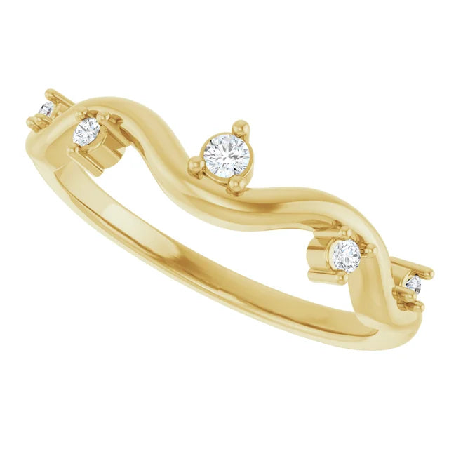 14K .07 CTW Natural Diamond Wave Ring