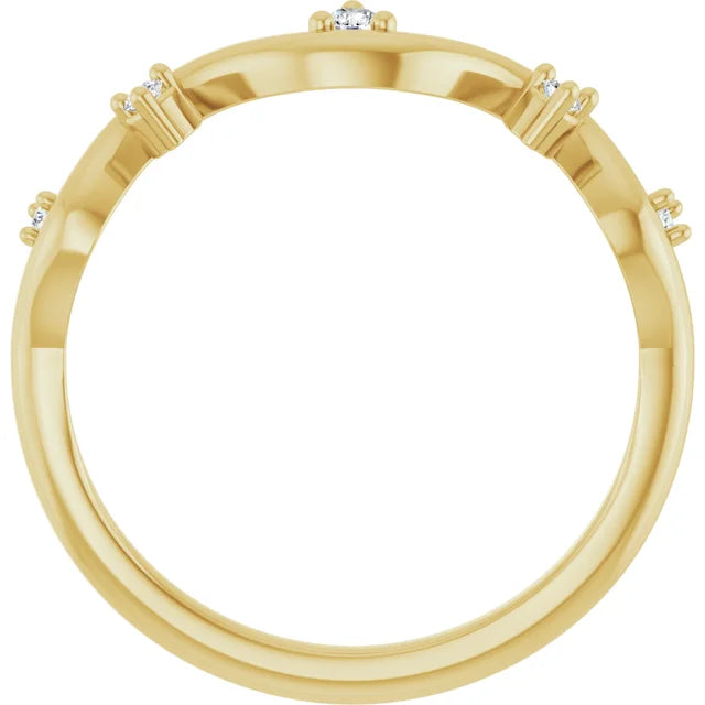 14K .07 CTW Natural Diamond Wave Ring