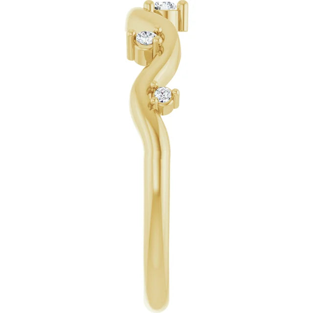 14K .07 CTW Natural Diamond Wave Ring