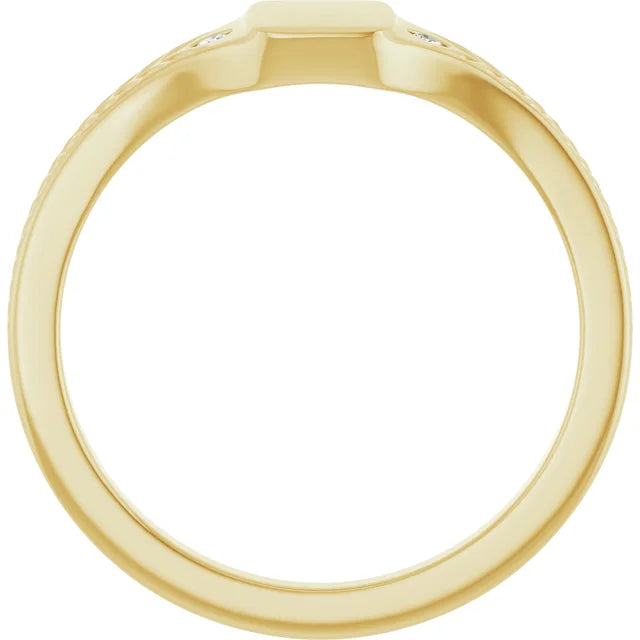 14K .03 CTW Engravable Diamond Signet Ring