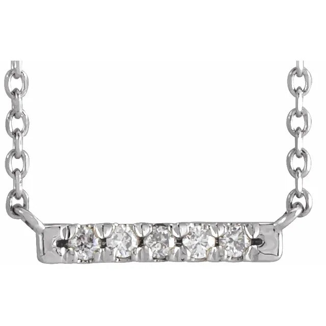 14K .07 CTW Natural Diamond French-Set Bar Necklace