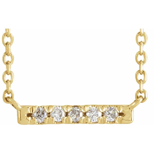 14K .07 CTW Natural Diamond French-Set Bar Necklace