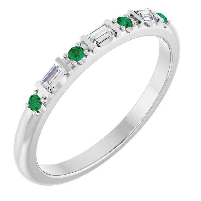 14K 1/10 CTW Natural Diamond &amp; Gemstone Stackable Ring
