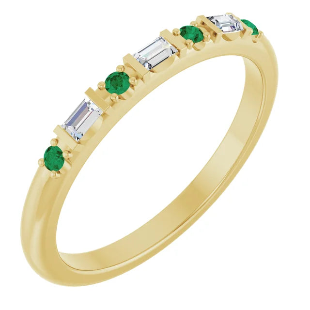 14K 1/10 CTW Natural Diamond &amp; Gemstone Stackable Ring