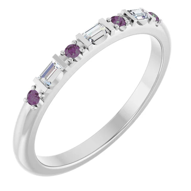 14K 1/10 CTW Natural Diamond &amp; Gemstone Stackable Ring