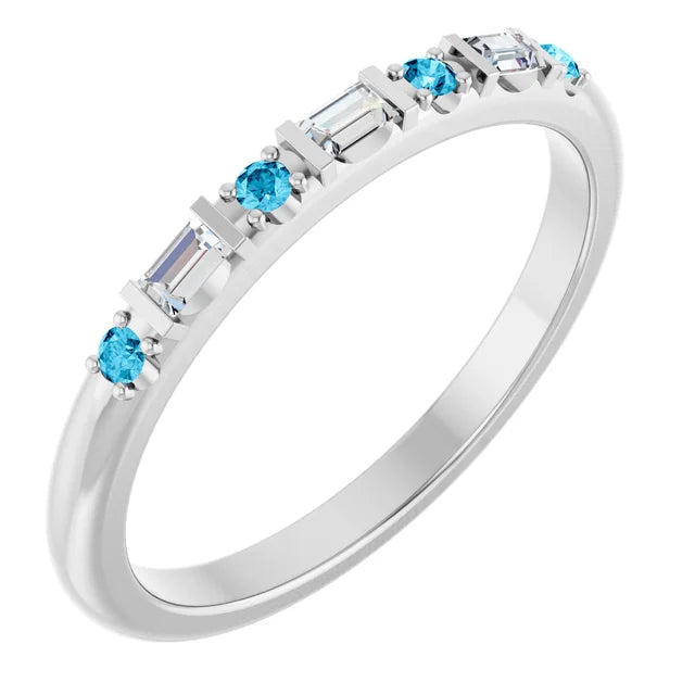 14K 1/10 CTW Natural Diamond &amp; Gemstone Stackable Ring