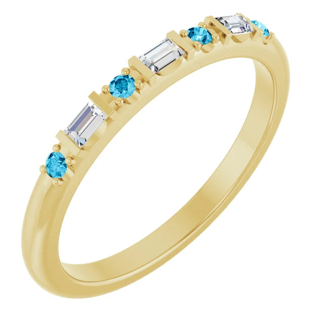 14K 1/10 CTW Natural Diamond &amp; Gemstone Stackable Ring