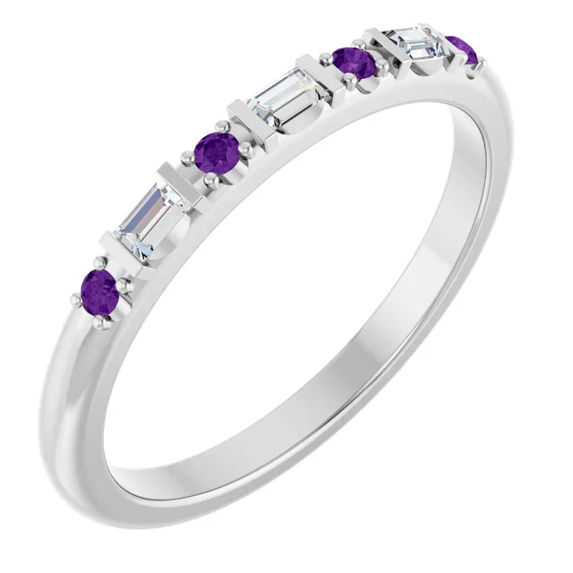 14K 1/10 CTW Natural Diamond &amp; Gemstone Stackable Ring
