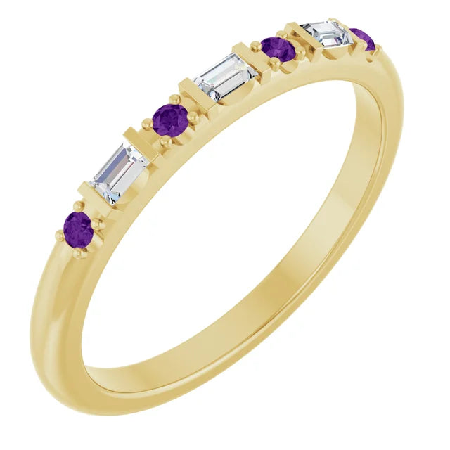 14K 1/10 CTW Natural Diamond &amp; Gemstone Stackable Ring