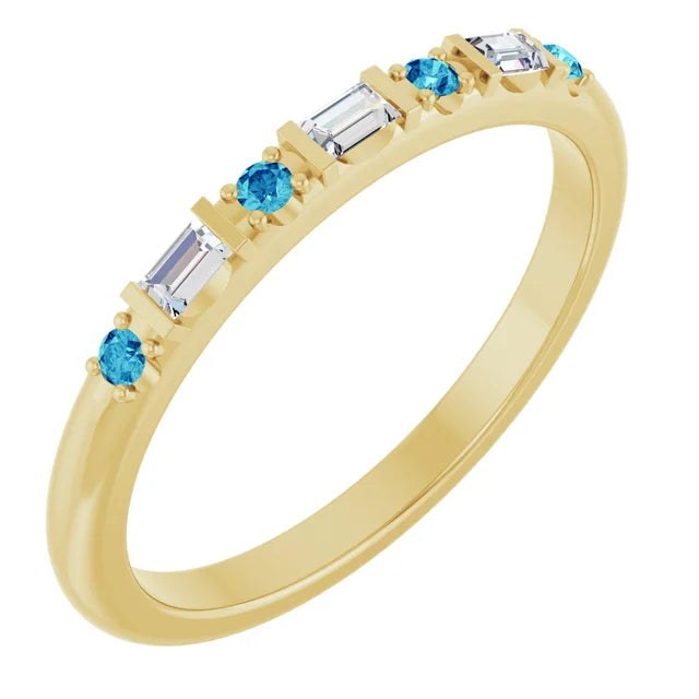 14K 1/10 CTW Natural Diamond &amp; Gemstone Stackable Ring
