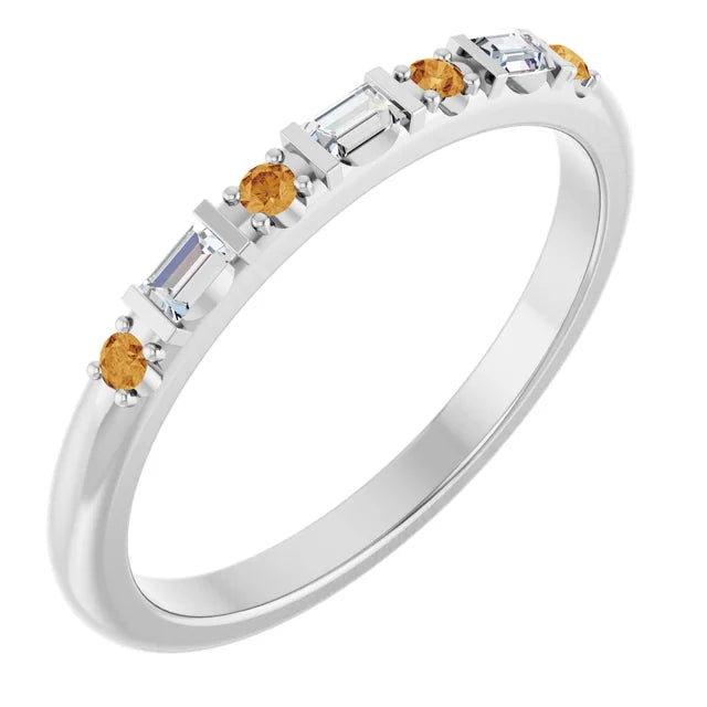 14K 1/10 CTW Natural Diamond &amp; Gemstone Stackable Ring