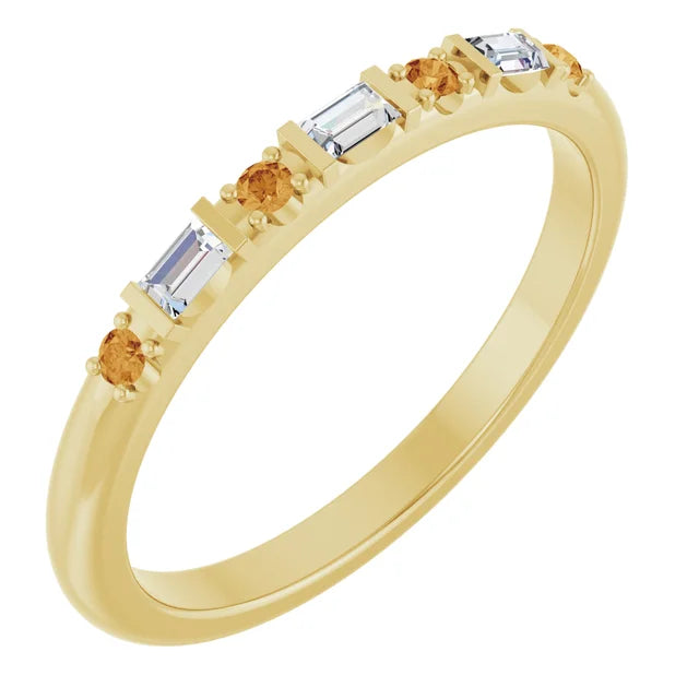 14K 1/10 CTW Natural Diamond &amp; Gemstone Stackable Ring