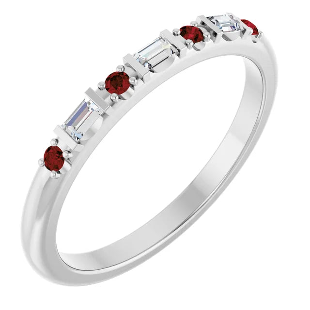 14K 1/10 CTW Natural Diamond &amp; Gemstone Stackable Ring