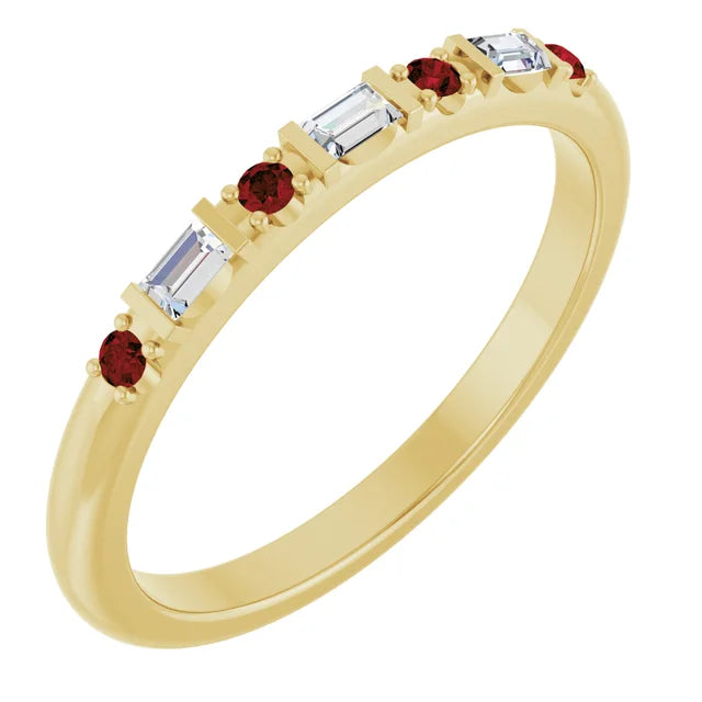 14K 1/10 CTW Natural Diamond &amp; Gemstone Stackable Ring