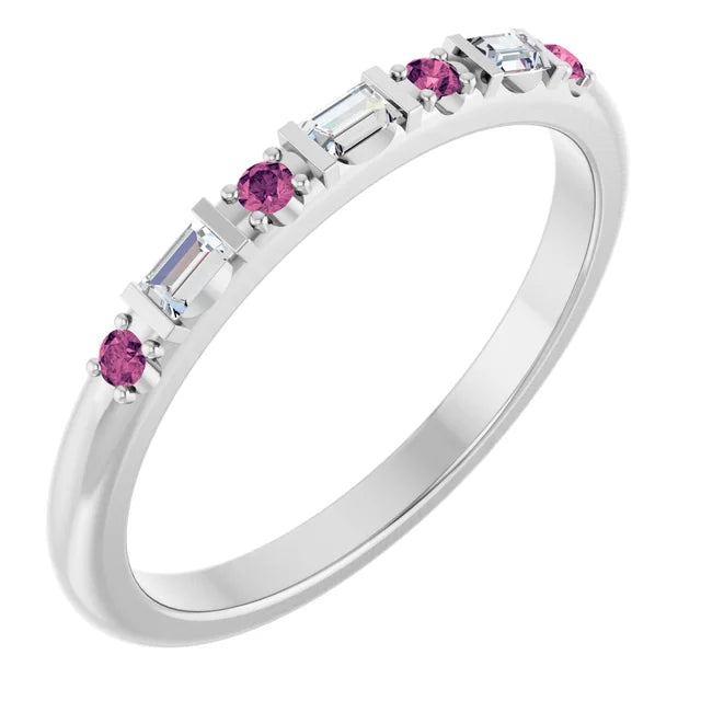14K 1/10 CTW Natural Diamond &amp; Gemstone Stackable Ring