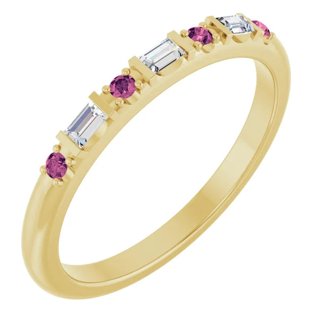 14K 1/10 CTW Natural Diamond &amp; Gemstone Stackable Ring