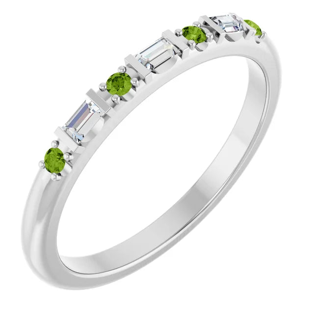14K 1/10 CTW Natural Diamond &amp; Gemstone Stackable Ring