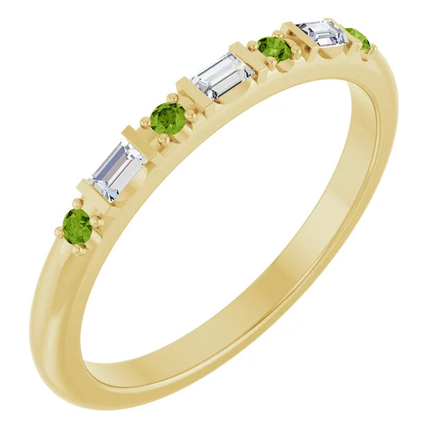 14K 1/10 CTW Natural Diamond &amp; Gemstone Stackable Ring