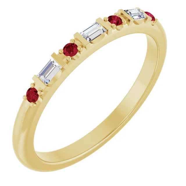 14K 1/10 CTW Natural Diamond &amp; Gemstone Stackable Ring