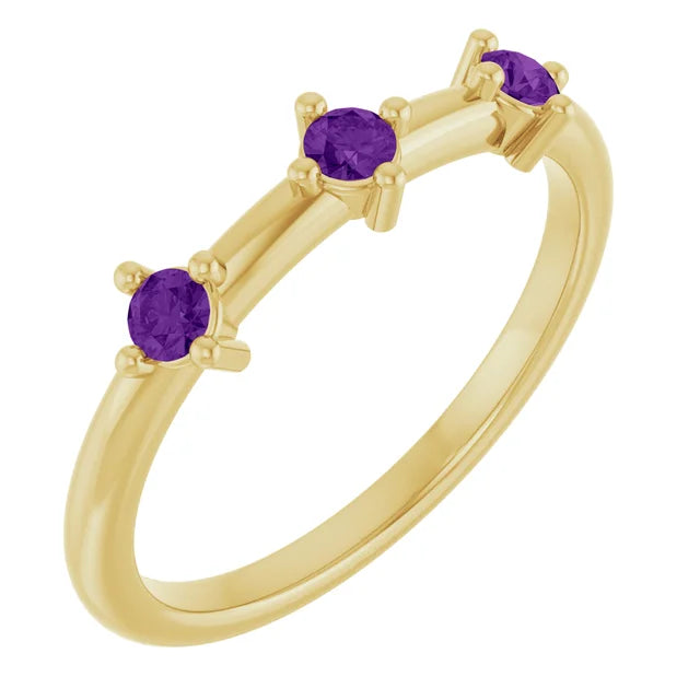 14K 1/5 CTW Three Stone Stackable Ring
