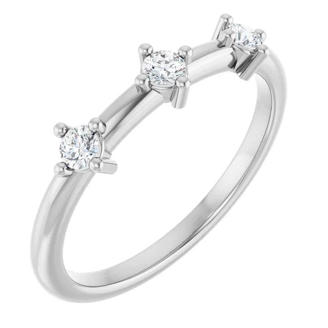 14K 1/5 CTW Three Stone Stackable Ring