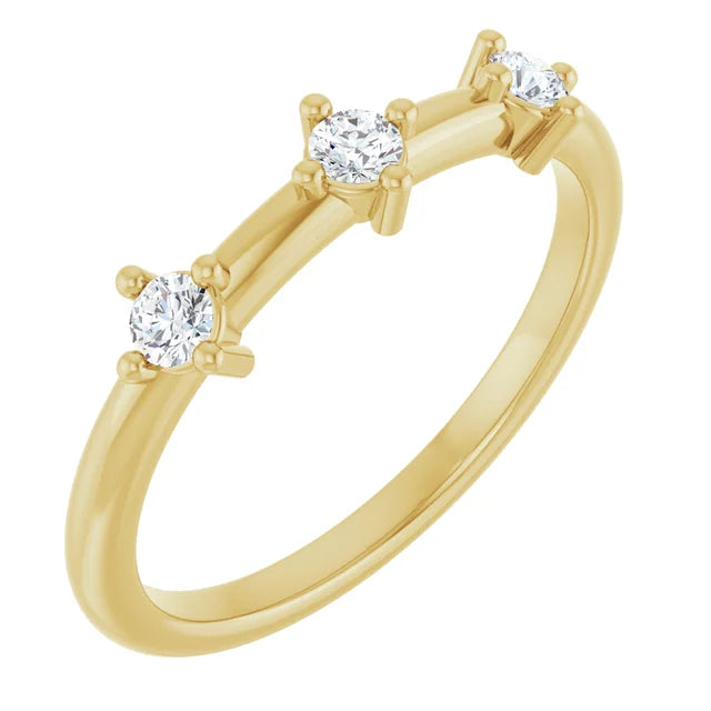 14K 1/5 CTW Three Stone Stackable Ring