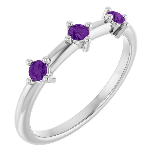14K 1/5 CTW Three Stone Stackable Ring
