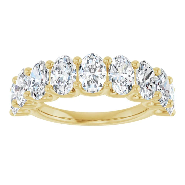 14K 4-Prong Oval Diamond Anniversary Band