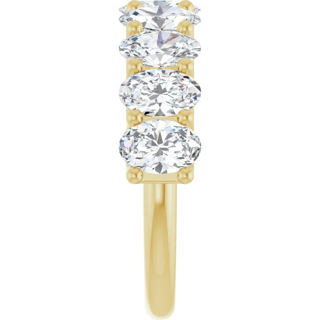 14K 4-Prong Oval Diamond Anniversary Band