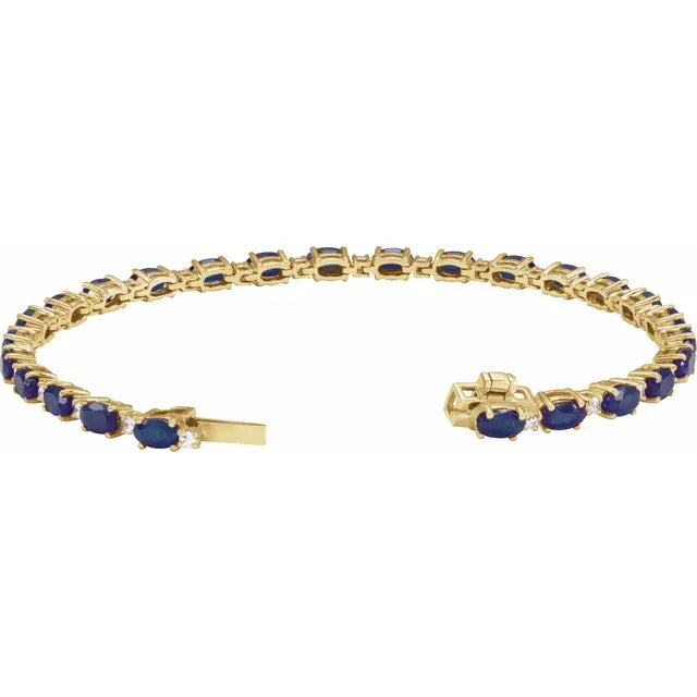 14K 5/8 CTW Lab Grown Gemstone &amp; Diamond Line Bracelet