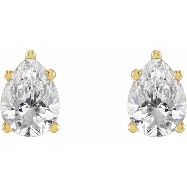 14K 5-Prong Tapered Pear Stud Earrings
