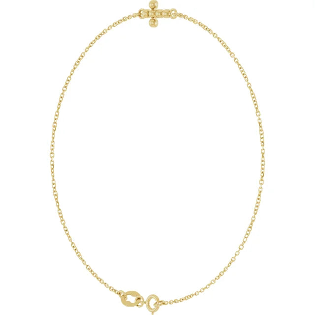 14K Beaded Cross Bracelet
