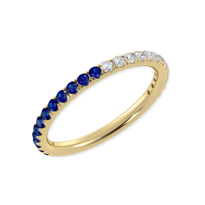 14K Blue Sapphire & Diamond Anniversary Ring