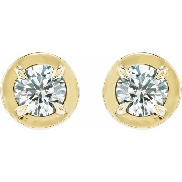 14K Diamond Bezel Stud Earrings
