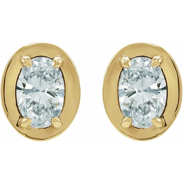 14K Diamond Bezel Stud Earrings