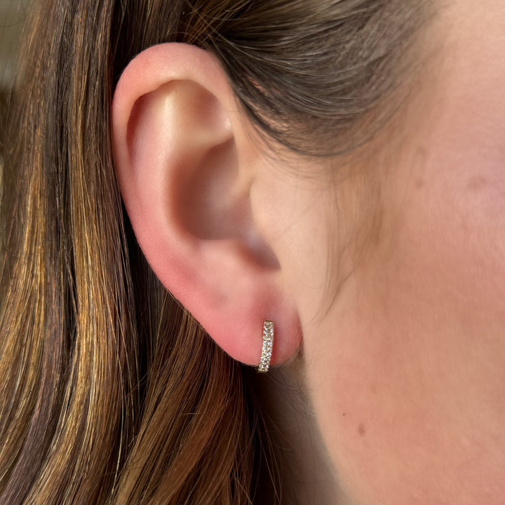 14K Double Row Diamond Huggies