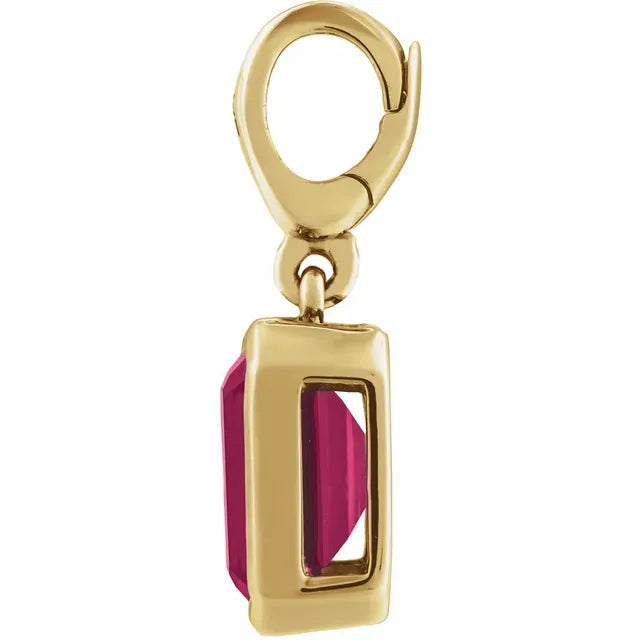 14K Emerald-Cut Gemstone Charm