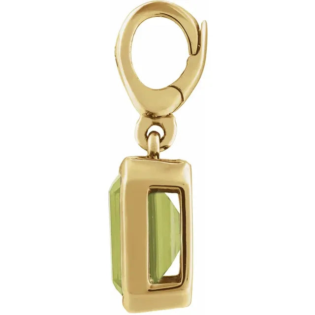 14K Emerald-Cut Gemstone Charm