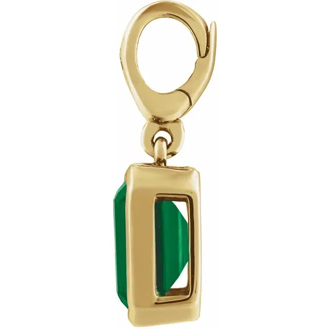14K Emerald-Cut Gemstone Charm