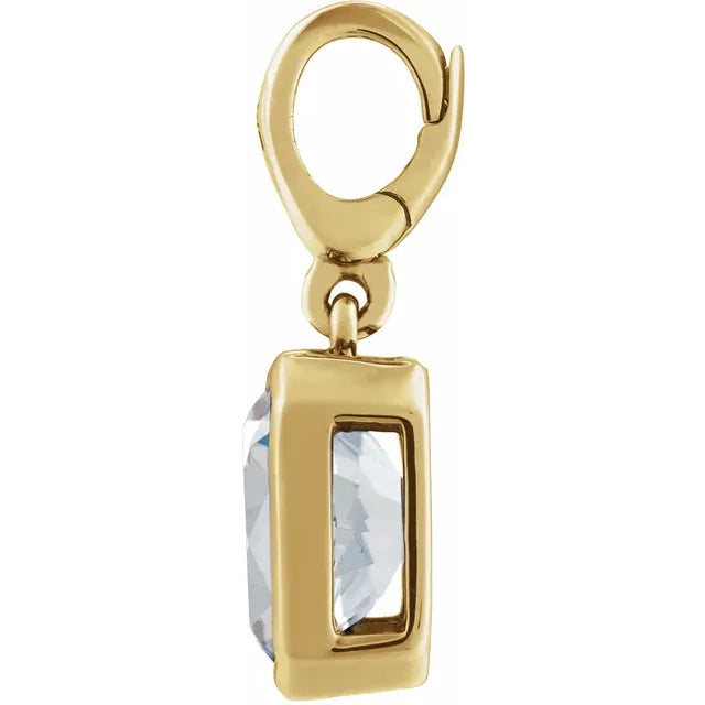 14K Emerald-Cut Gemstone Charm