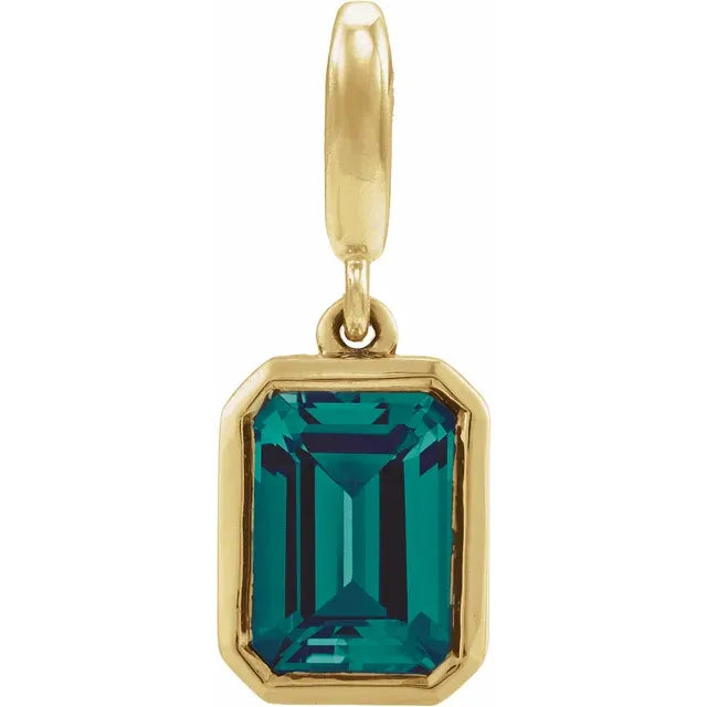 14K Emerald-Cut Gemstone Charm