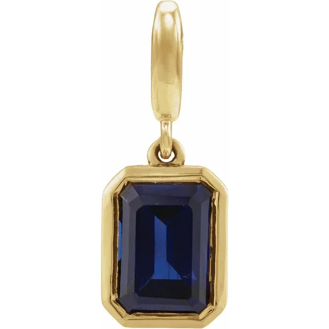 14K Emerald-Cut Gemstone Charm