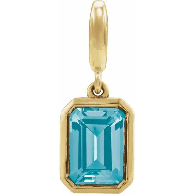 14K Emerald-Cut Gemstone Charm