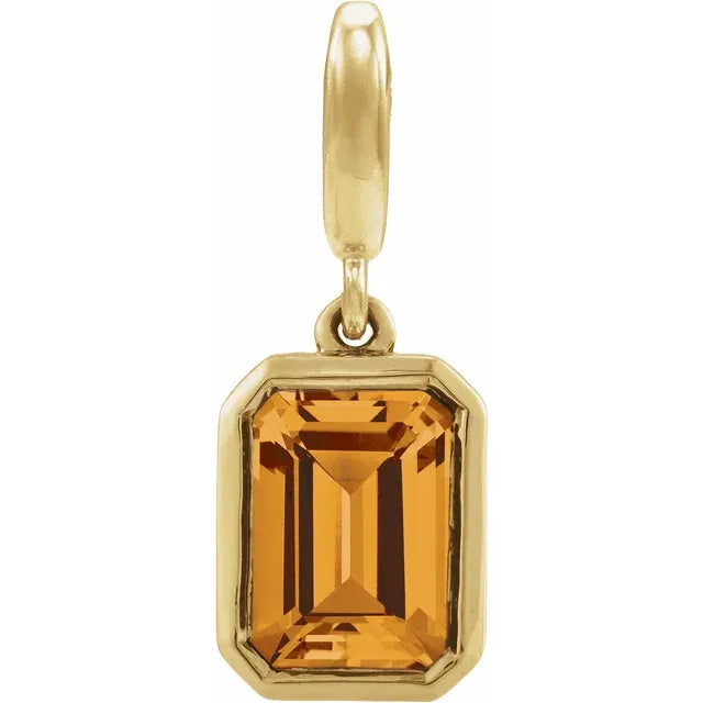 14K Emerald-Cut Gemstone Charm