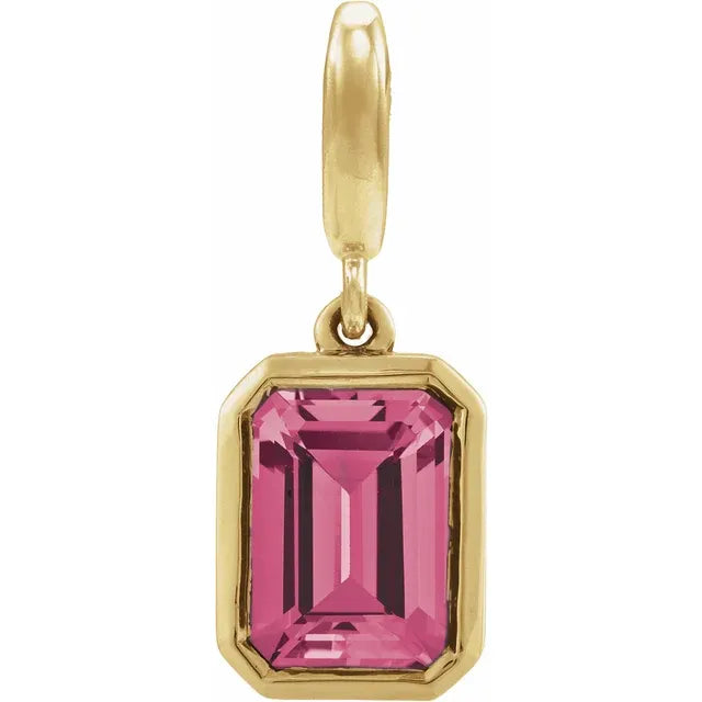 14K Emerald-Cut Gemstone Charm