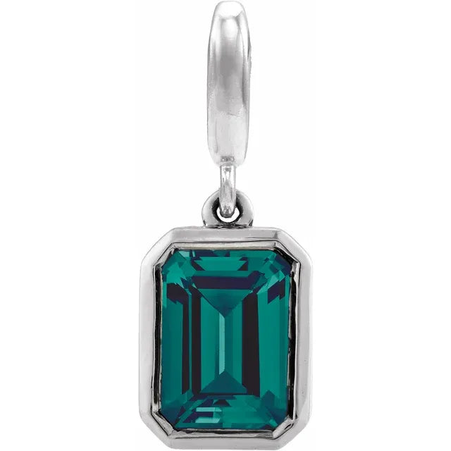 14K Emerald-Cut Gemstone Charm