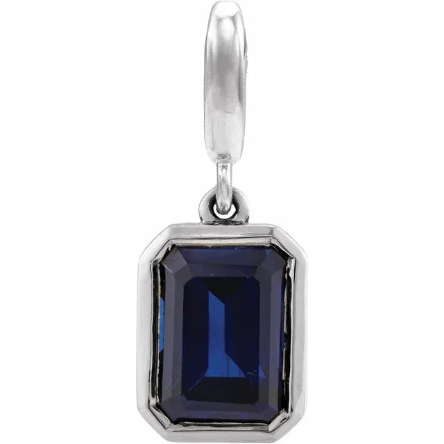 14K Emerald-Cut Gemstone Charm