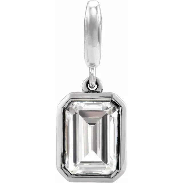 14K Emerald-Cut Gemstone Charm