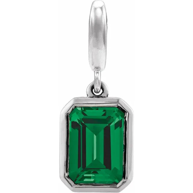 14K Emerald-Cut Gemstone Charm