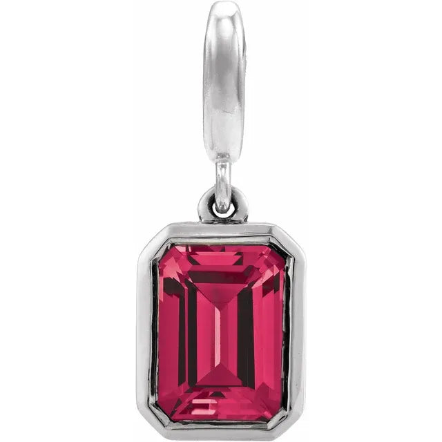 14K Emerald-Cut Gemstone Charm